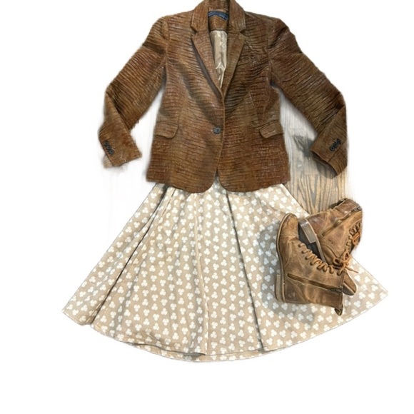 ZARA Hourglass Crocodile Faux Leather Brown Blazer Size XS - Picture 9 of 9